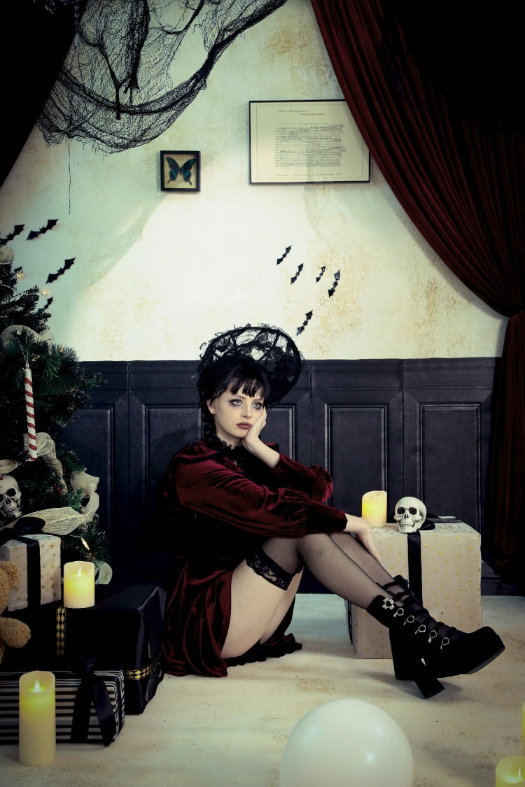 Scarlet Crochet Velvet Gothic Graduation Gown