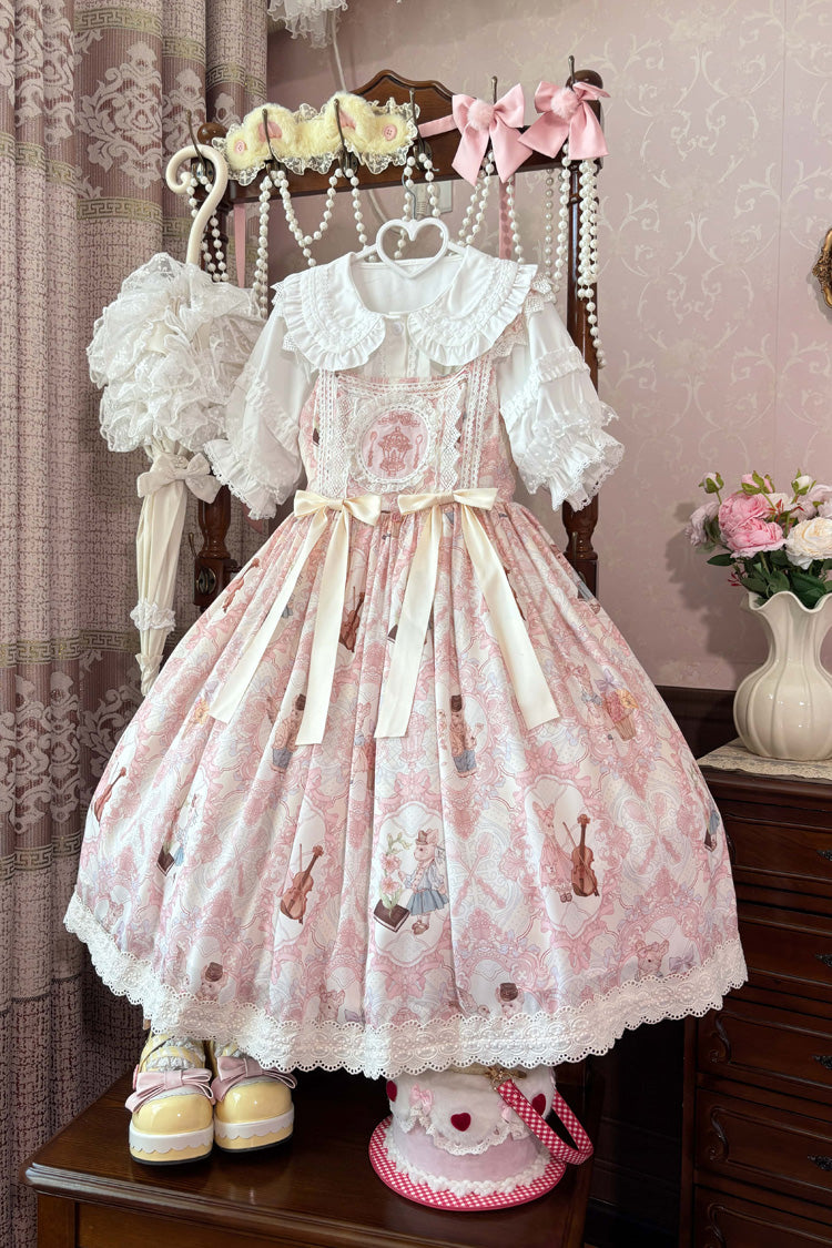 Sleeveless Printed Ruffled Embroidered Sweet Lolita JSK