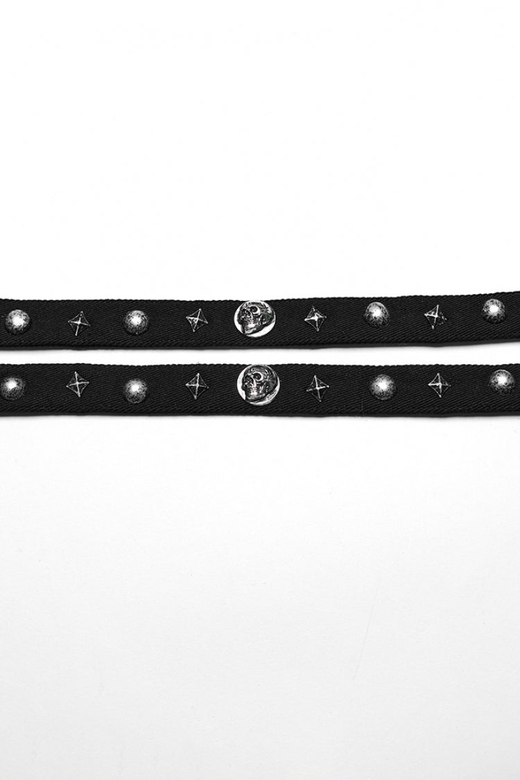 Skull Print Riveted Military Steampunk Choker