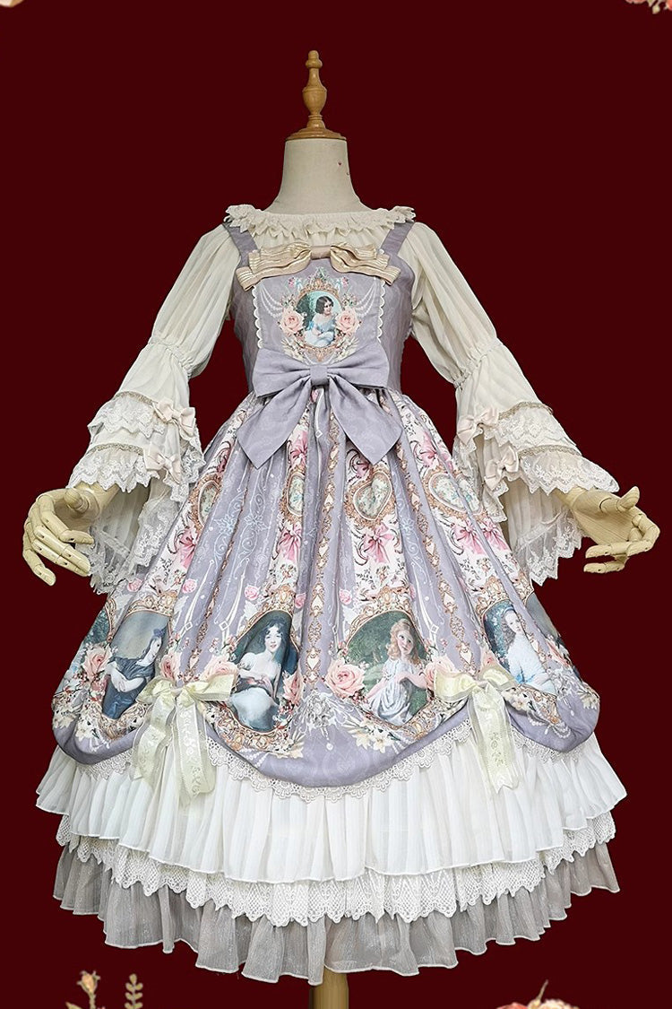 Portrait of A Little Lady Classic Vintage Lolita JSK with Ruffle Bowknot