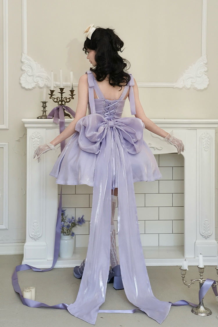 Foamy Sea Violet Sleeveless Ruffle Bowknot Fishbone Lolita JSK - Foamy Sea