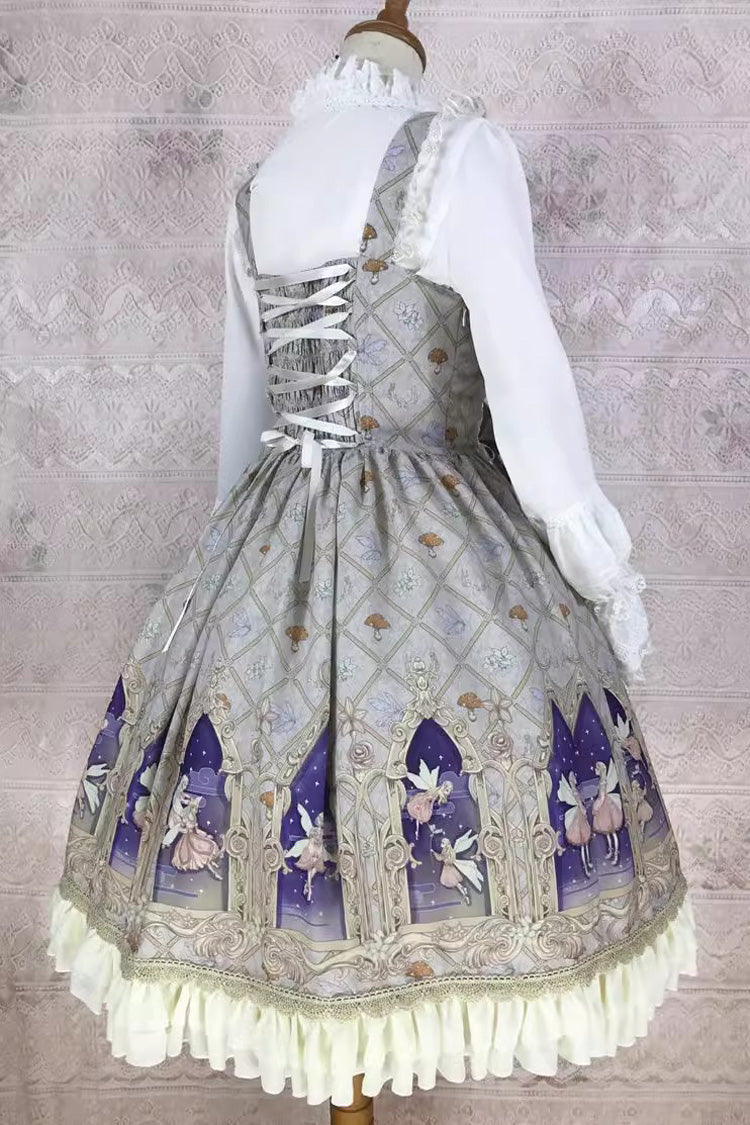 Elf Print JSK Dress with Ruffles, Bowknot, Sweet Lolita Style