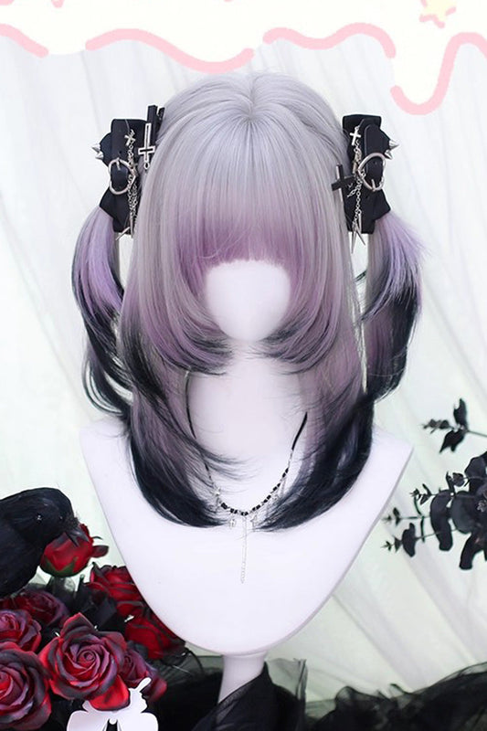 Mauve Ombre Bobbed Fringe Short Doll Wig