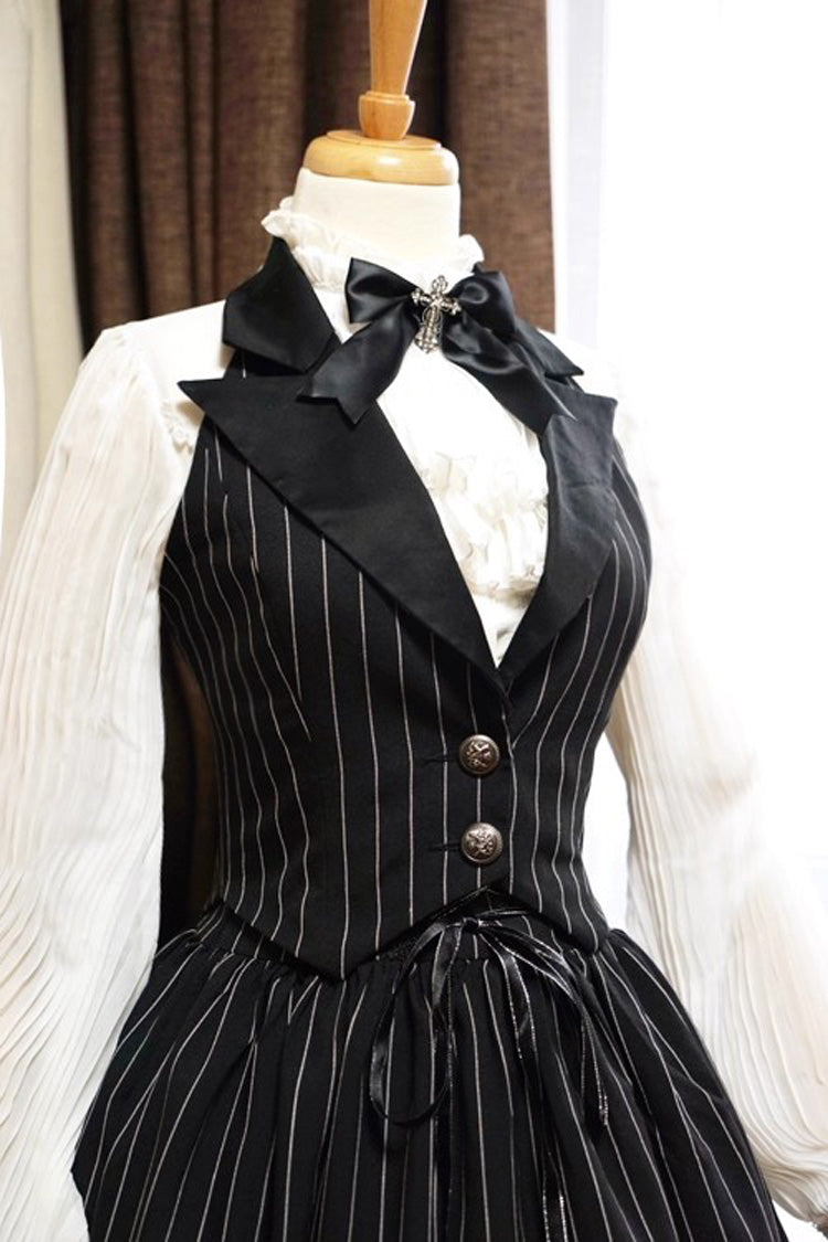 Striped College-Style Lolita Vest with V Collar