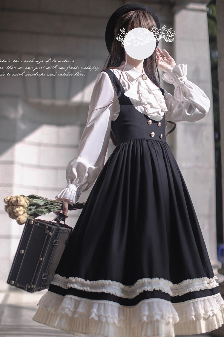 Black Bow Lace Elegant Jumper Dress - Hathaway