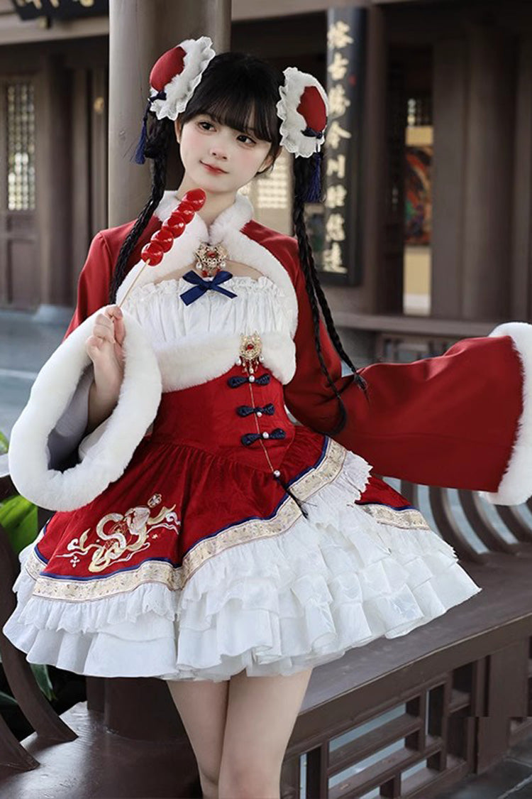 Multi Layer Embroidered Bow Chinese Style Jsk