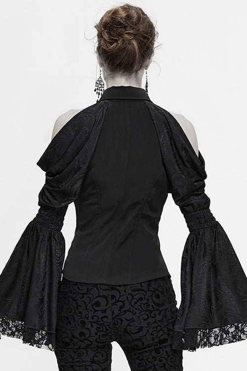 Off-Shoulder Trumpet Sleeve Gothic Blouse for Women