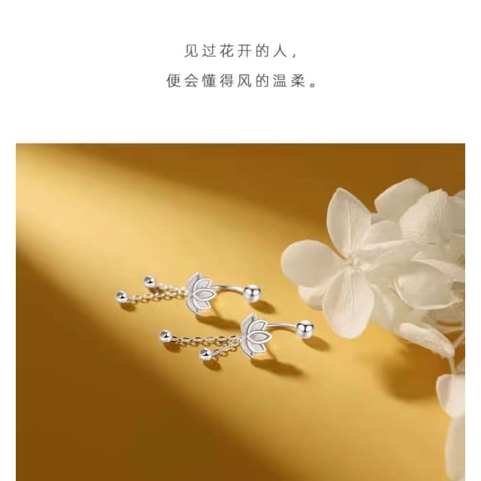 925 Sterling Silver Lotus Ear Jacket