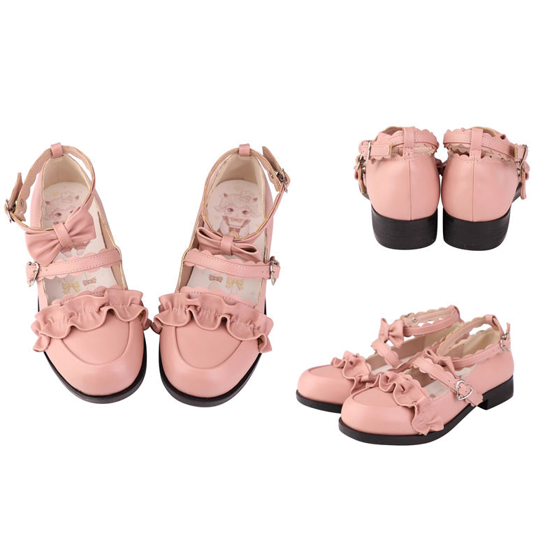Ruffled Bowknot Mary Janes - Kawaii Lolita Shoes