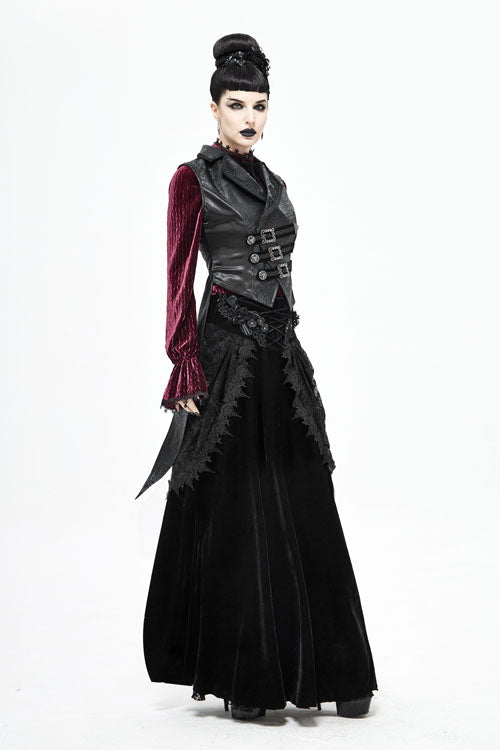 Obsidian Velvet Cardigan with Gothic Skirt