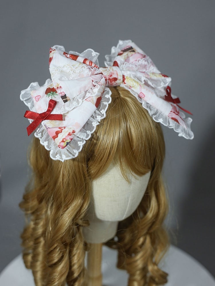 Yellow / KC Pink Strawberry Bowknot White Print