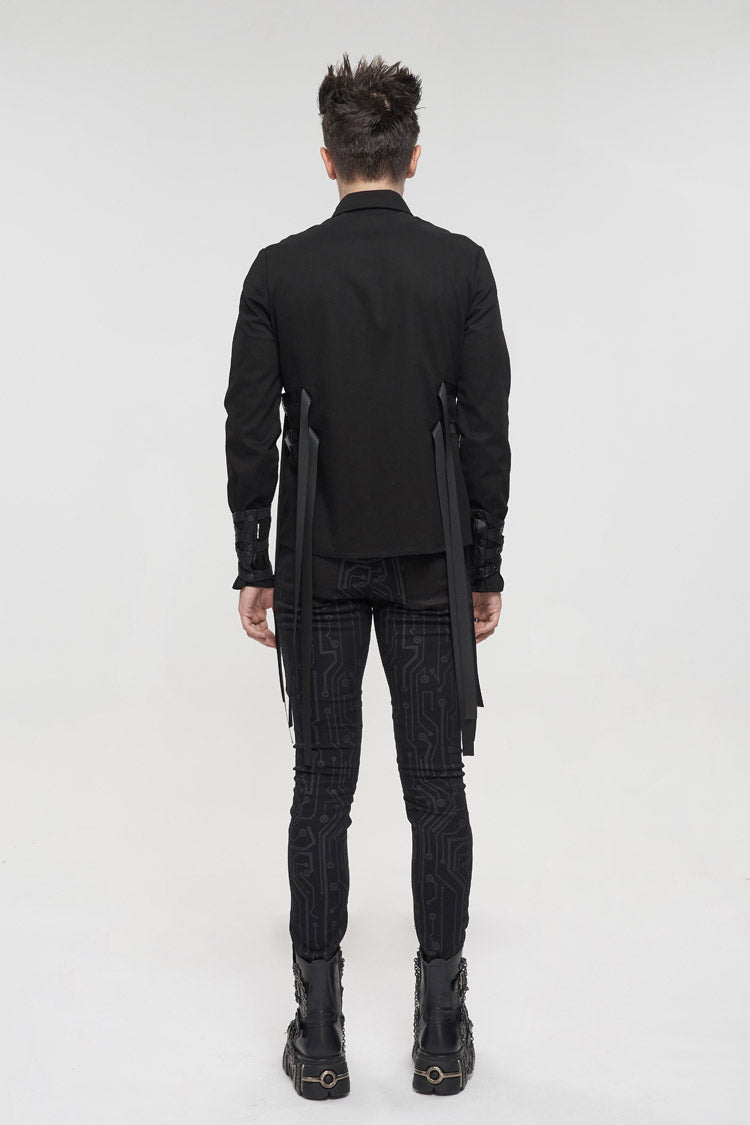 Punk Shirt with Metal Buckles and Nylon Straps for Men