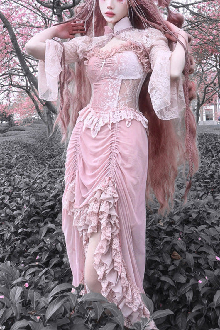 Cherry Gothic V-Neck High-Waist JSK