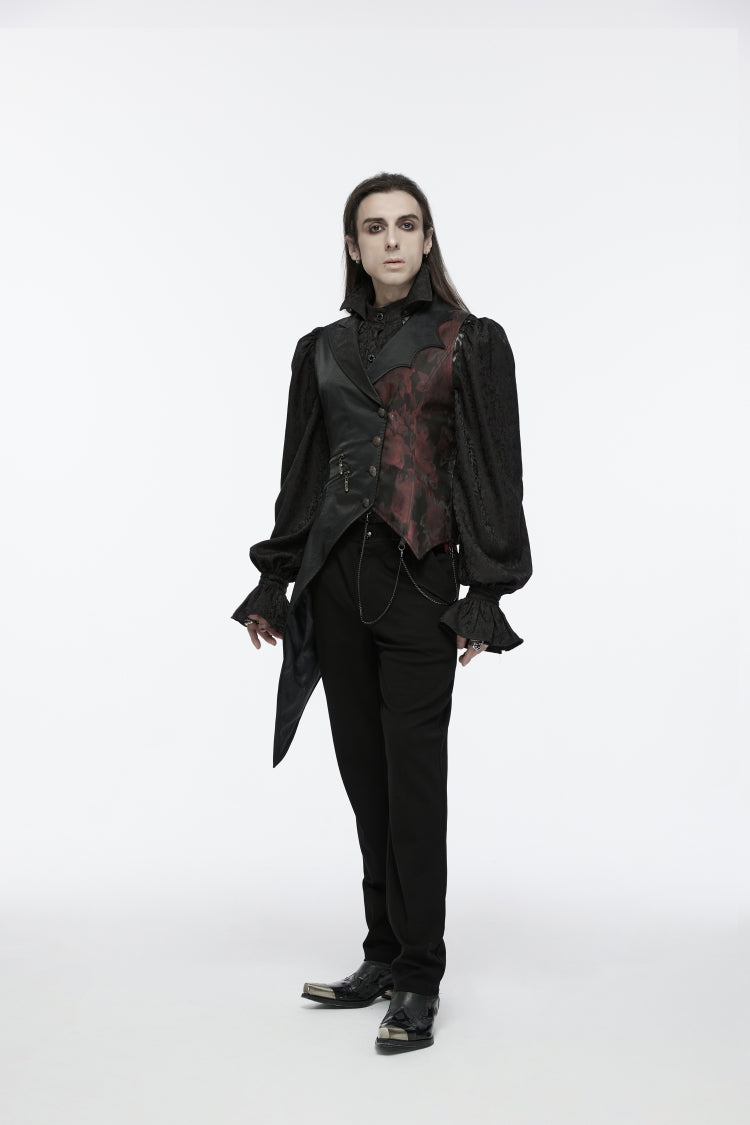 Embroidery Lace Asymmetric Gothic Sleeveless Vest for Men