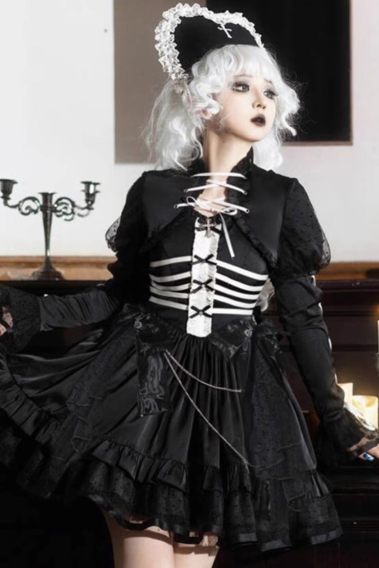 Black Multi-Layer Ruffled Gothic JSK Dress - Elegant Princess