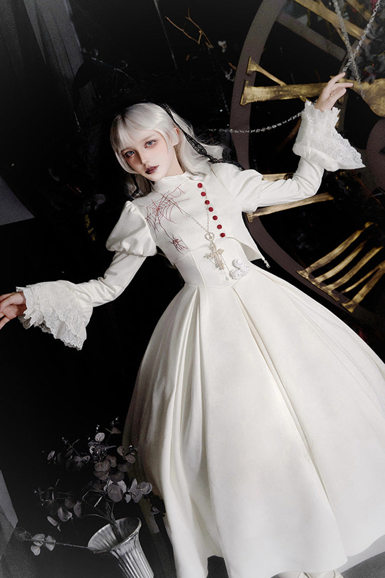 Gothic Corset Dress with Embroidery and Fishbone Detail - Night Poems, 2 Hues