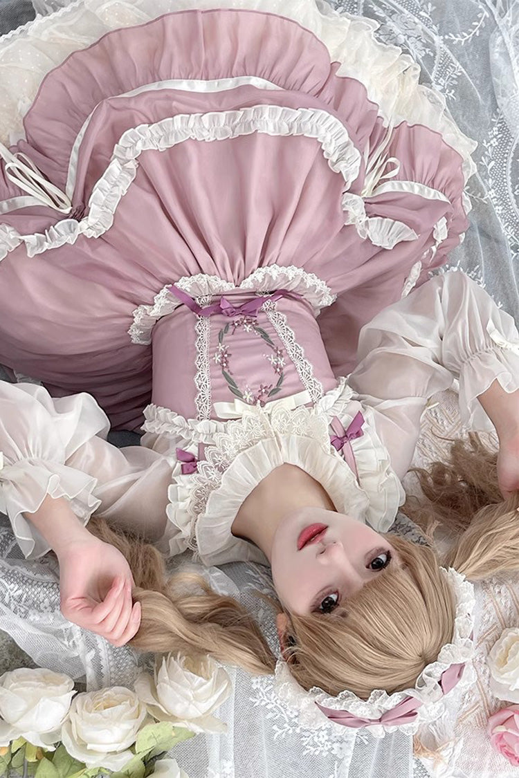 Pink Dancing Light Ruffle Embroidered Lace Lolita Dress