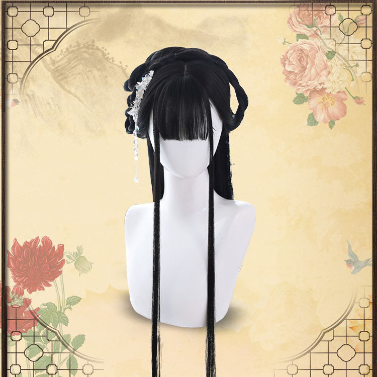 Vintage Chinoiserie Straight Lolita Wig, Natural Black