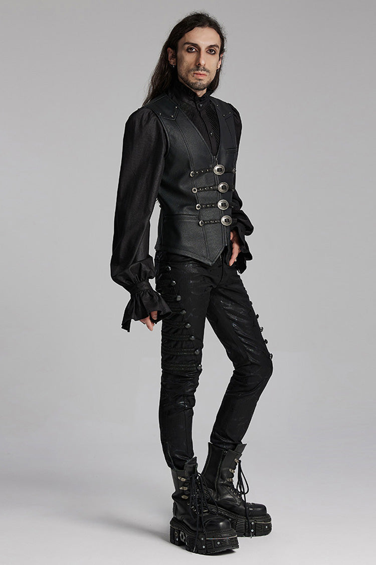 Men's Gothic Vest with Buckle and Rivet Accents