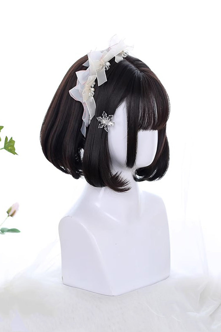 Cute Gradient Bob Wig with Inward Curly Bangs in Two Colors