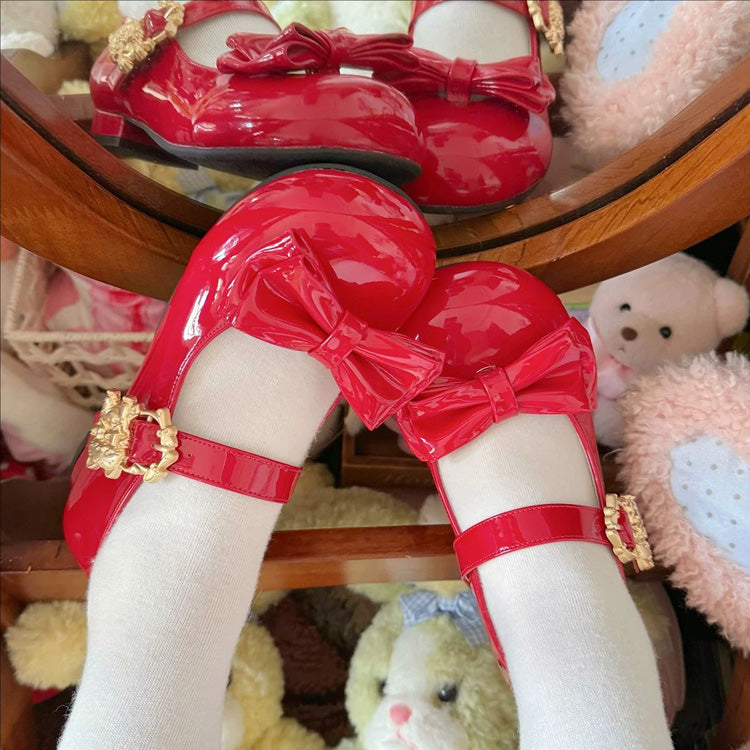 Ribbon Rounded-Toe Low-Heel Girly Lolita Mary Janes - 4 Shades