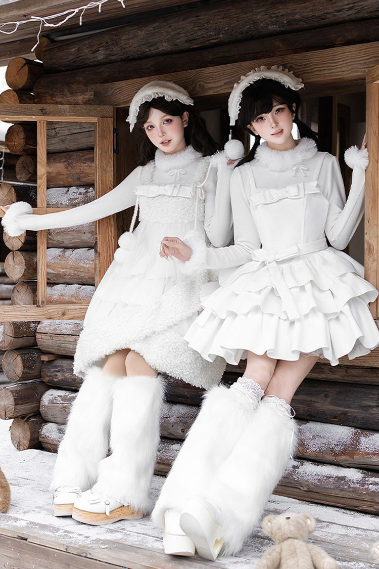 Triple Ruffled Bow Sweet Lolita JSK Outfit