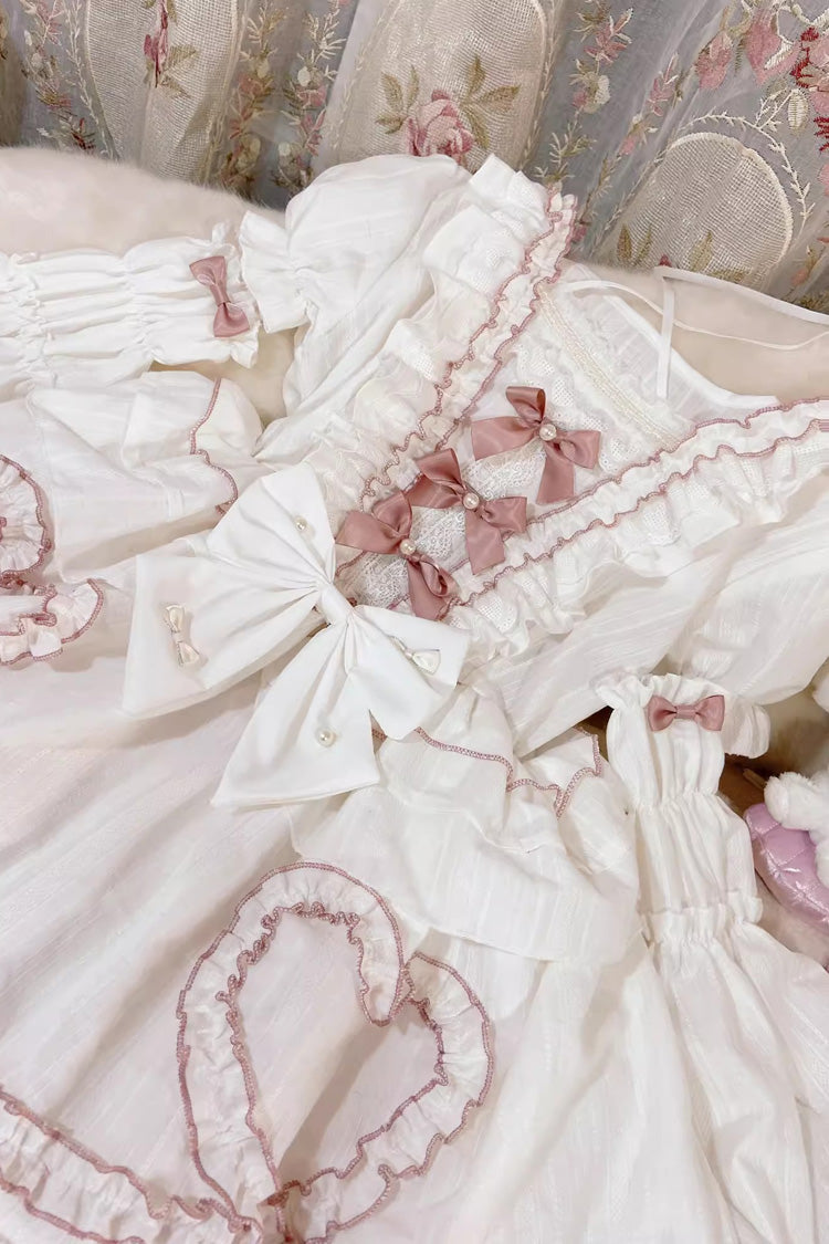 Ivory Bridal Bow Stitched Sleeve Sweet Lolita Gown - Pure Love Story