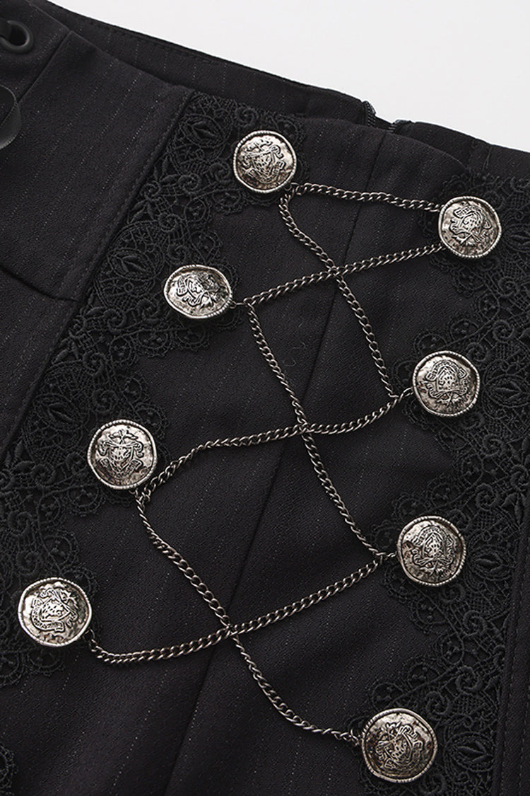 Elegant Ouji Lolita Pants with Chain Cross Embroidery, Double-Breasted Prince Style