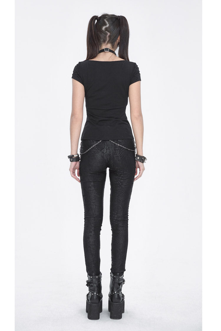 Steampunk Distressed Tee with Cutout Details for Women