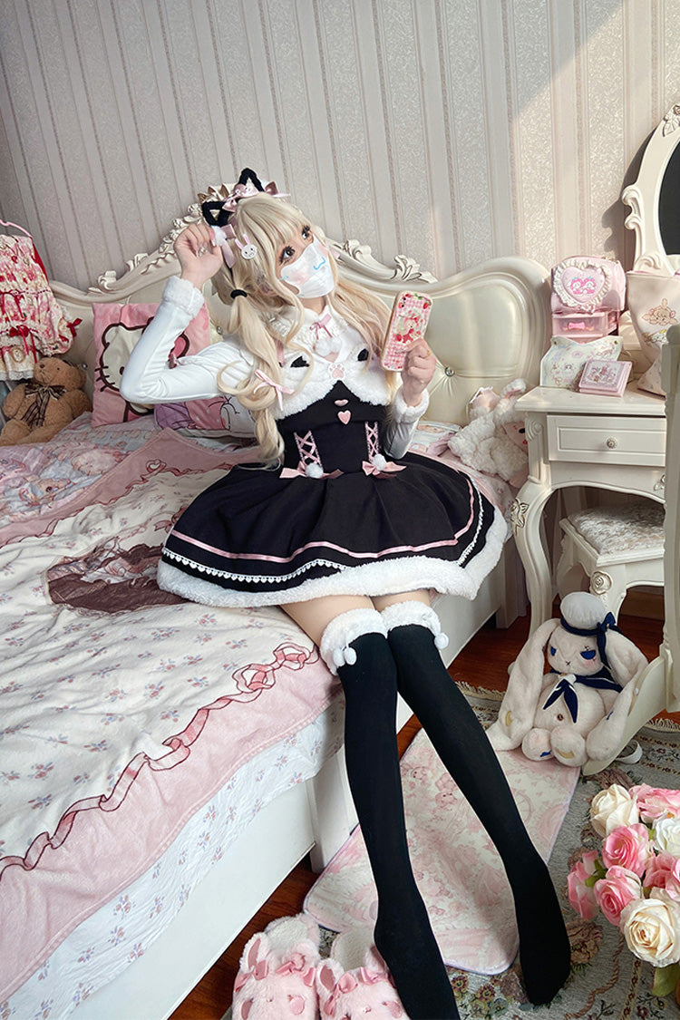 Double-Layered Bowknot Sweet Lolita JSK for Cool Weather - Star Who Meow