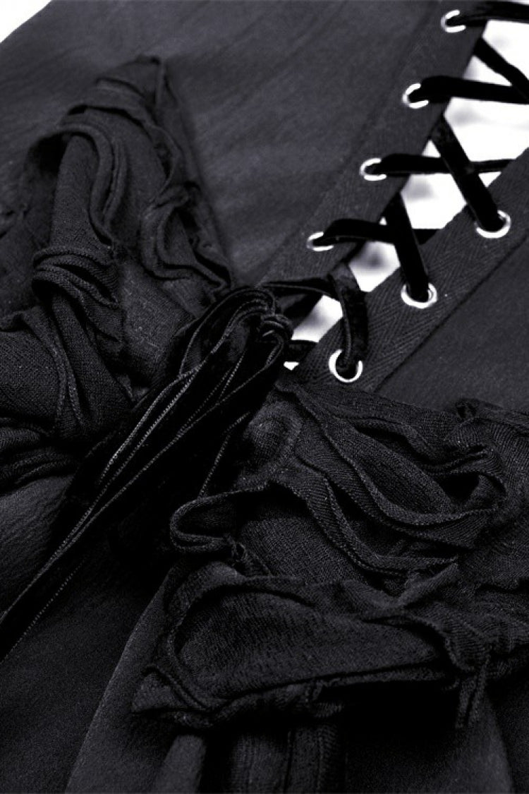 Umbra Punk Slip Dress with Layered Lace-Up and Strapless Cut