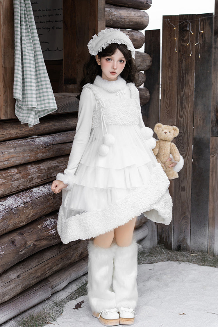 Triple Ruffled Bow Sweet Lolita JSK Outfit