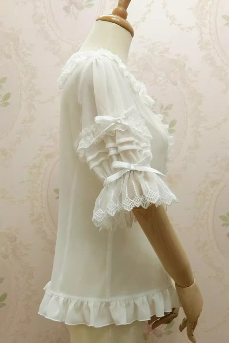 Chiffon Sweet Lolita Blouse with Doll Collar and Flared Sleeves
