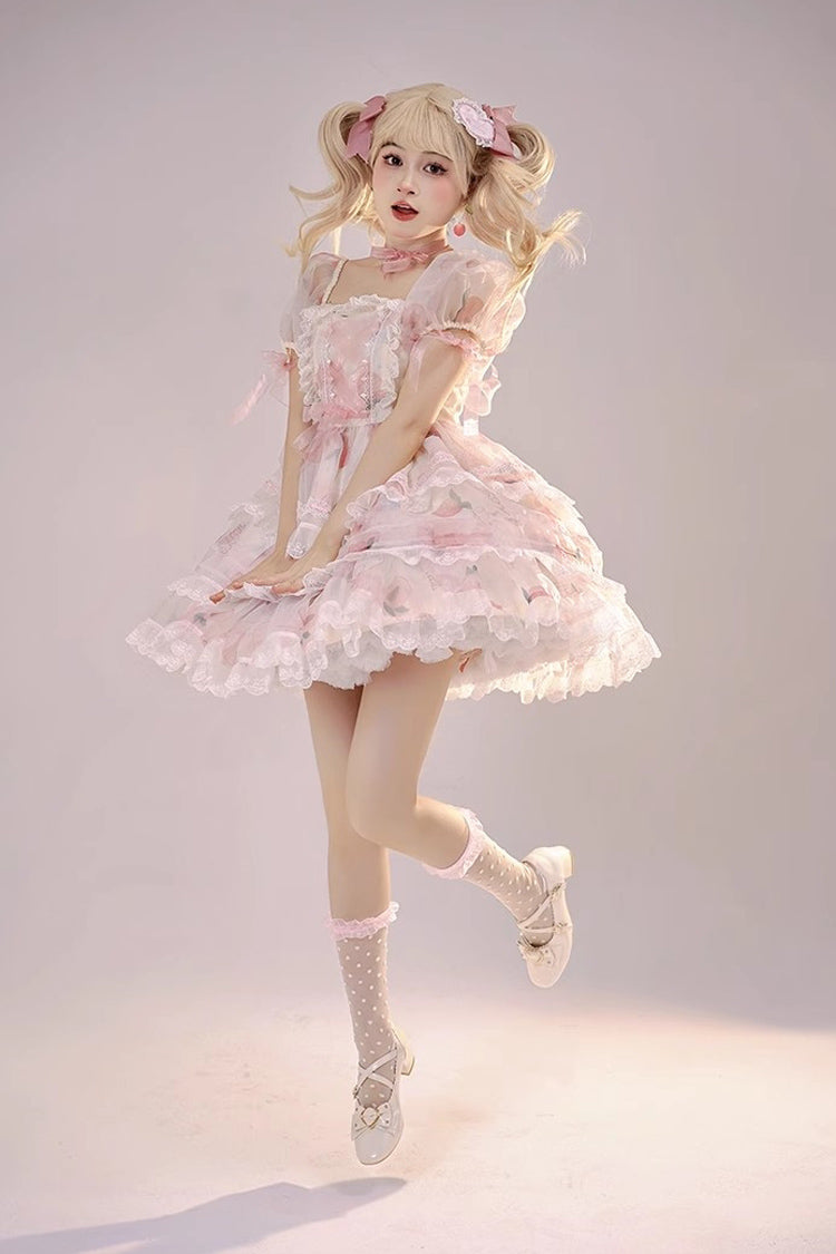 Blush Organza A-Line JSK with Peaches