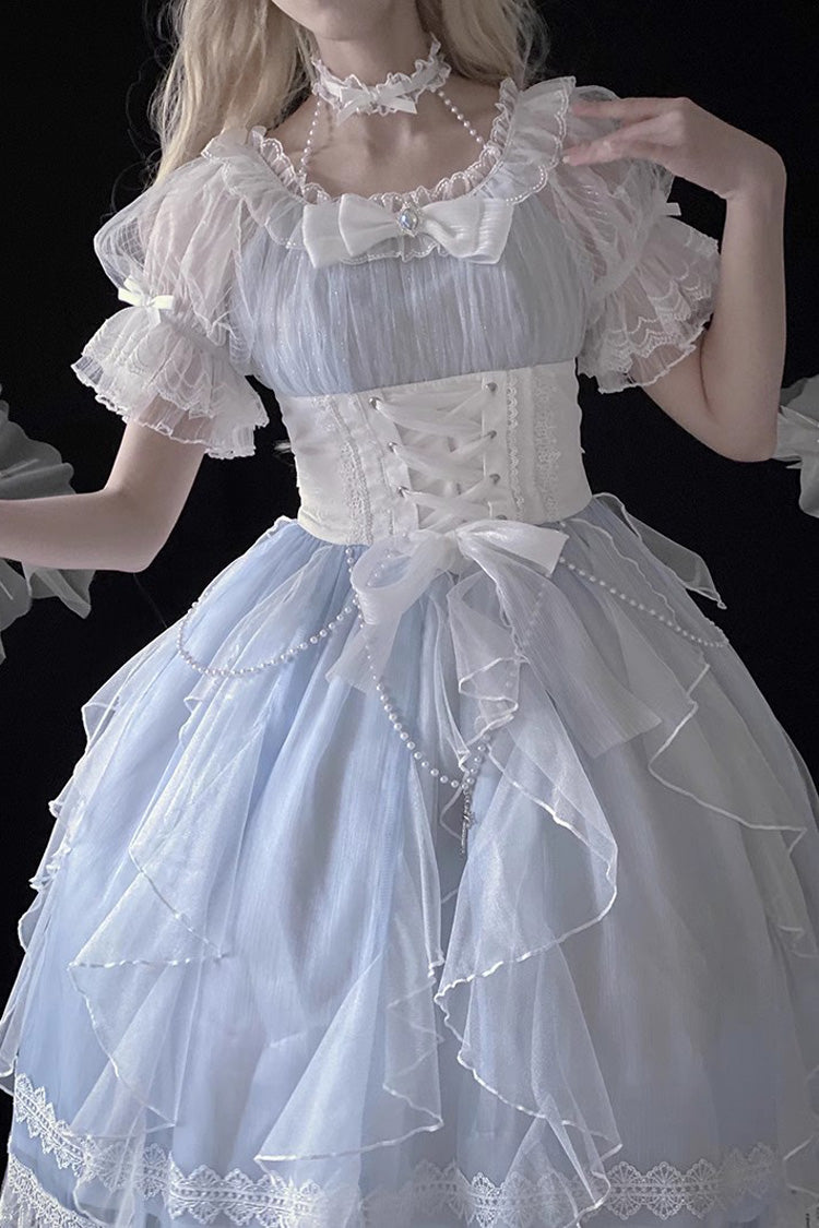 Azure Mermaid Hanayome Sweet Dress with Ruffled Short Sleeves