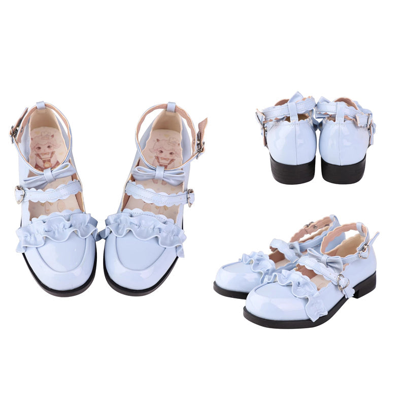 Ruffled Bowknot Mary Janes - Kawaii Lolita Shoes