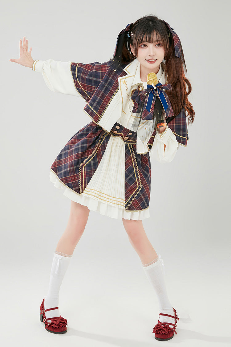 Multi-Color Plaid Ruffle Sweet Lolita Skirt with Idol Style