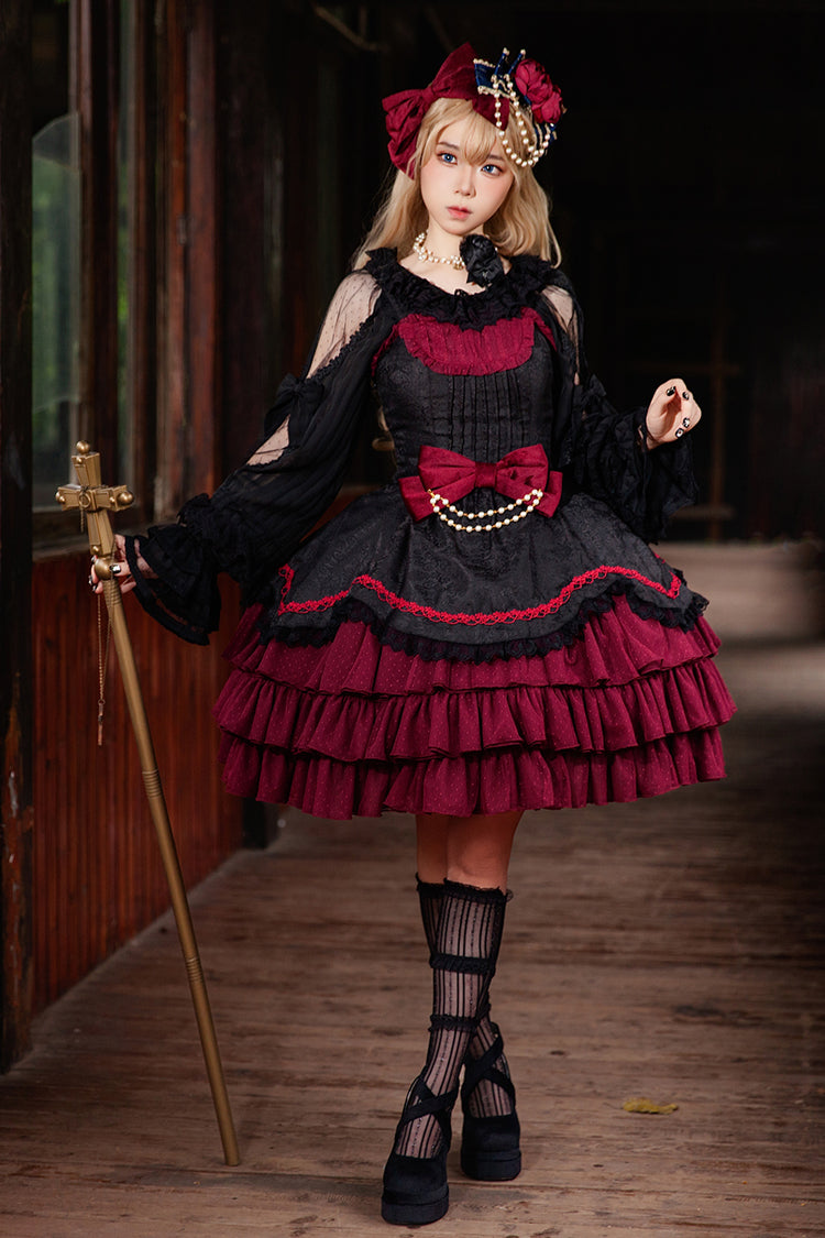 Pearl Box Slim Sweet Elegant Lolita JSK with Triple-Layered Bowknot