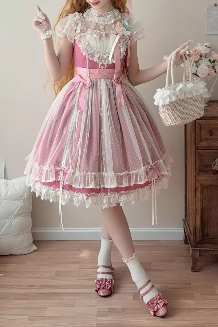 Sakura Spring JSK Dress - Sleeveless, Ruffled Bow, Short