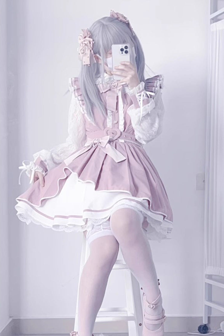 [Little Idol] Ruffle Bowknot Lace Irregular Asymmetric Jirai Kei Gown 6 Colors
