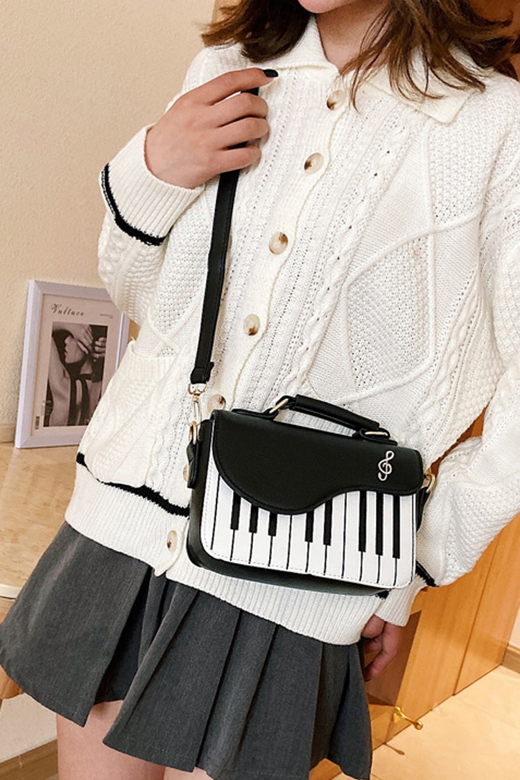 Piano Notes Embroidered Shoulder Bag