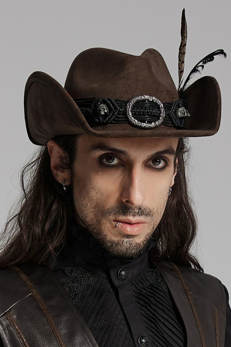 Tassels Feather Skull Men's Punk Hat