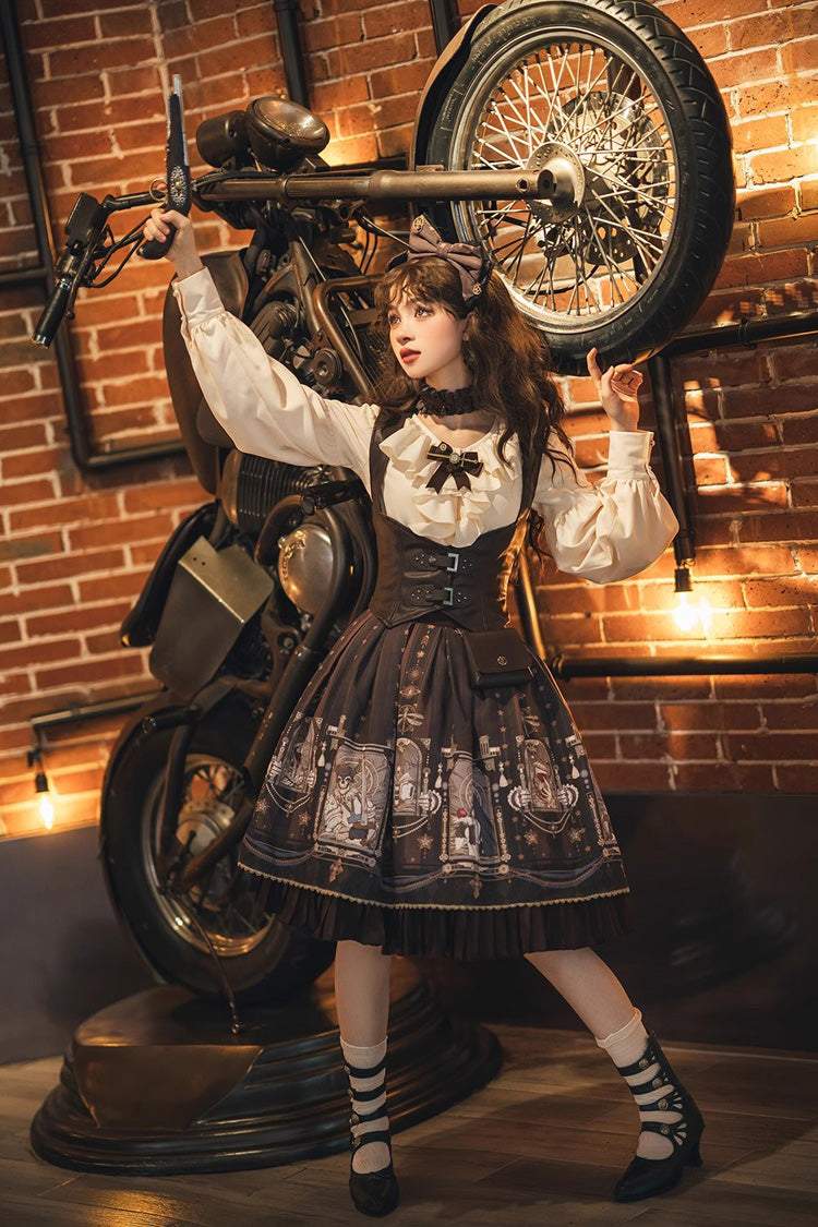Punk Gothic Lolita Vest with Demon Hunting Print