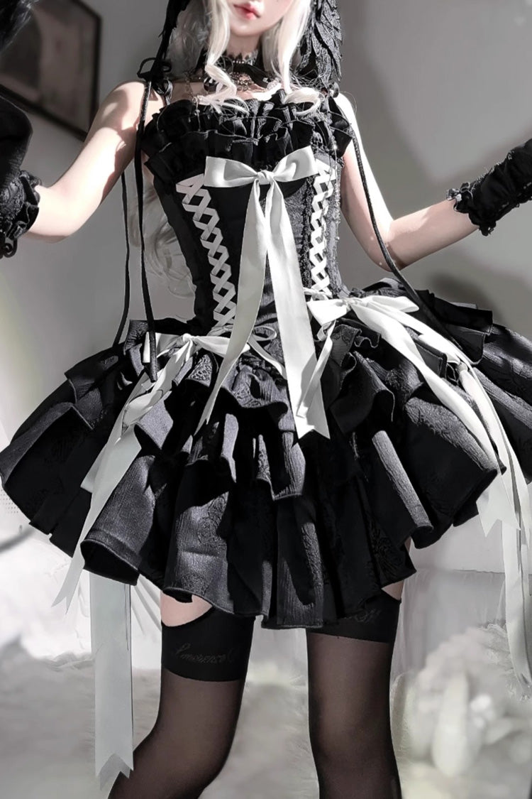 Multi-Layered Ruffle Corset Gothic Lolita JSK Dress