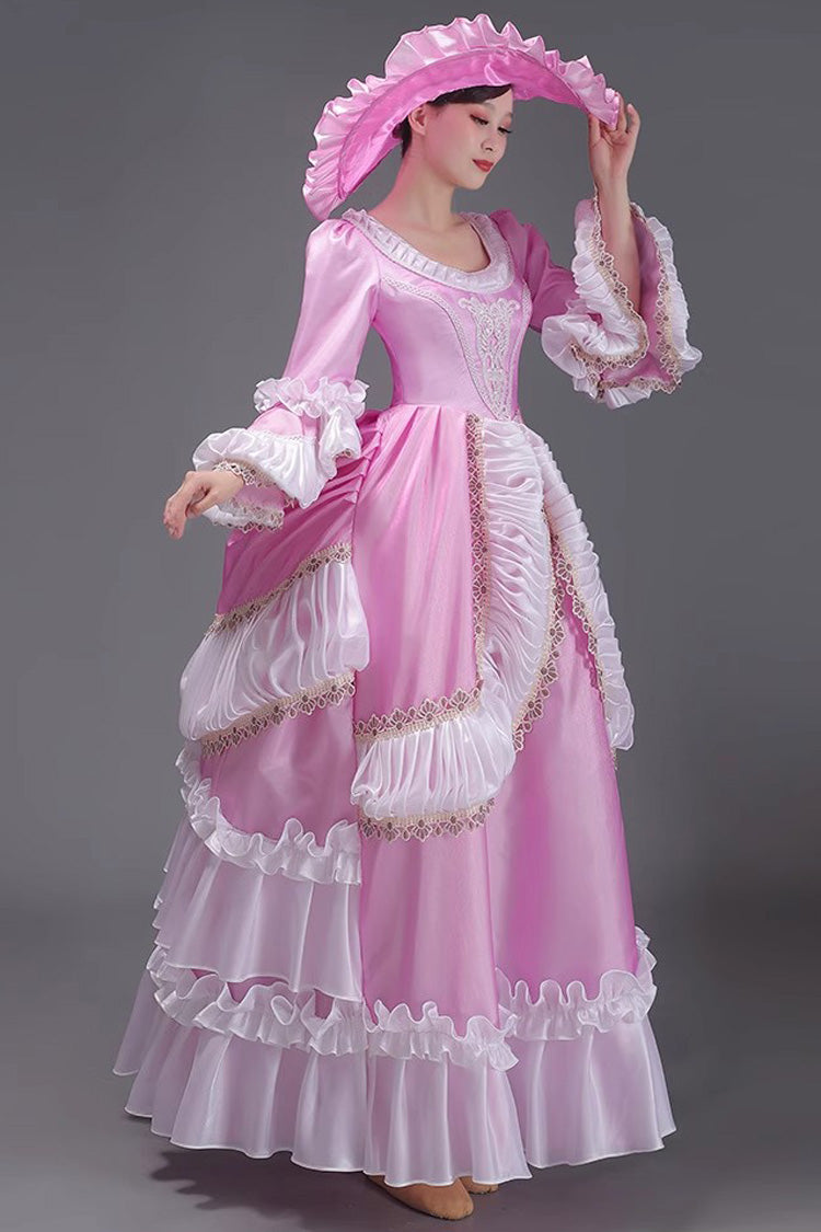 European Princess Dress with Multi-Layer Ruffles, Long Sleeves