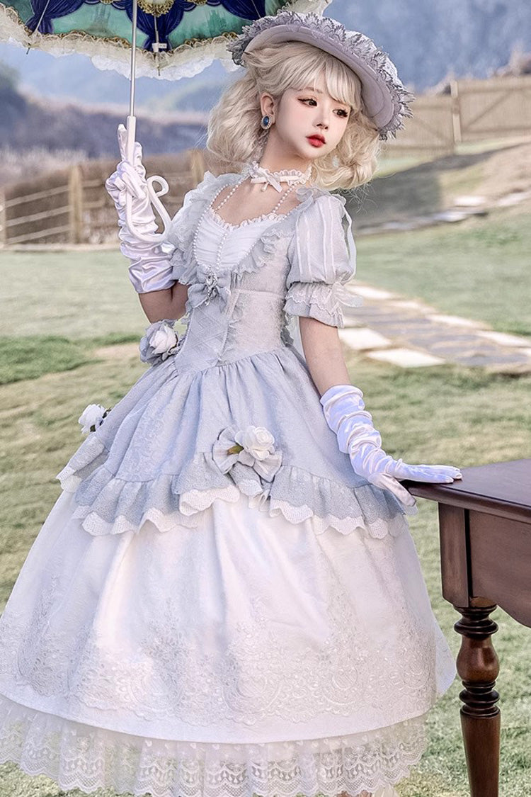 Fairytale Dance Embroidered Bow Lace Elegant Princess Lolita Dress