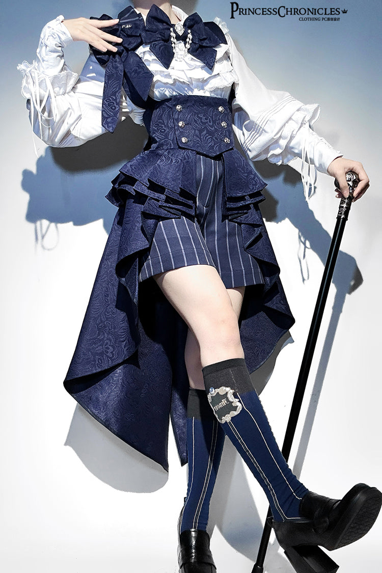 Indigo Rabbit Theater Striped Print Ouji Fashion Sweet Prince Lolita Shorts