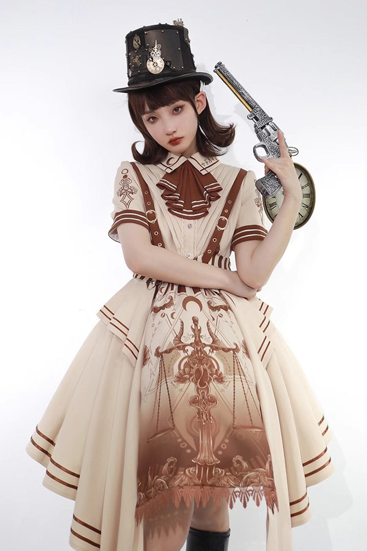 Cocoa Short Sleeve Libra Print Vintage Punk Lolita Dress