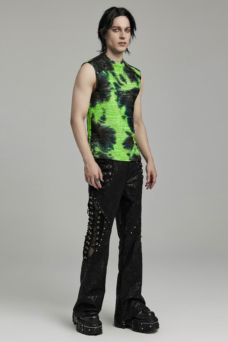 Tie-dye Stand Collar Sleeveless Punk Vest