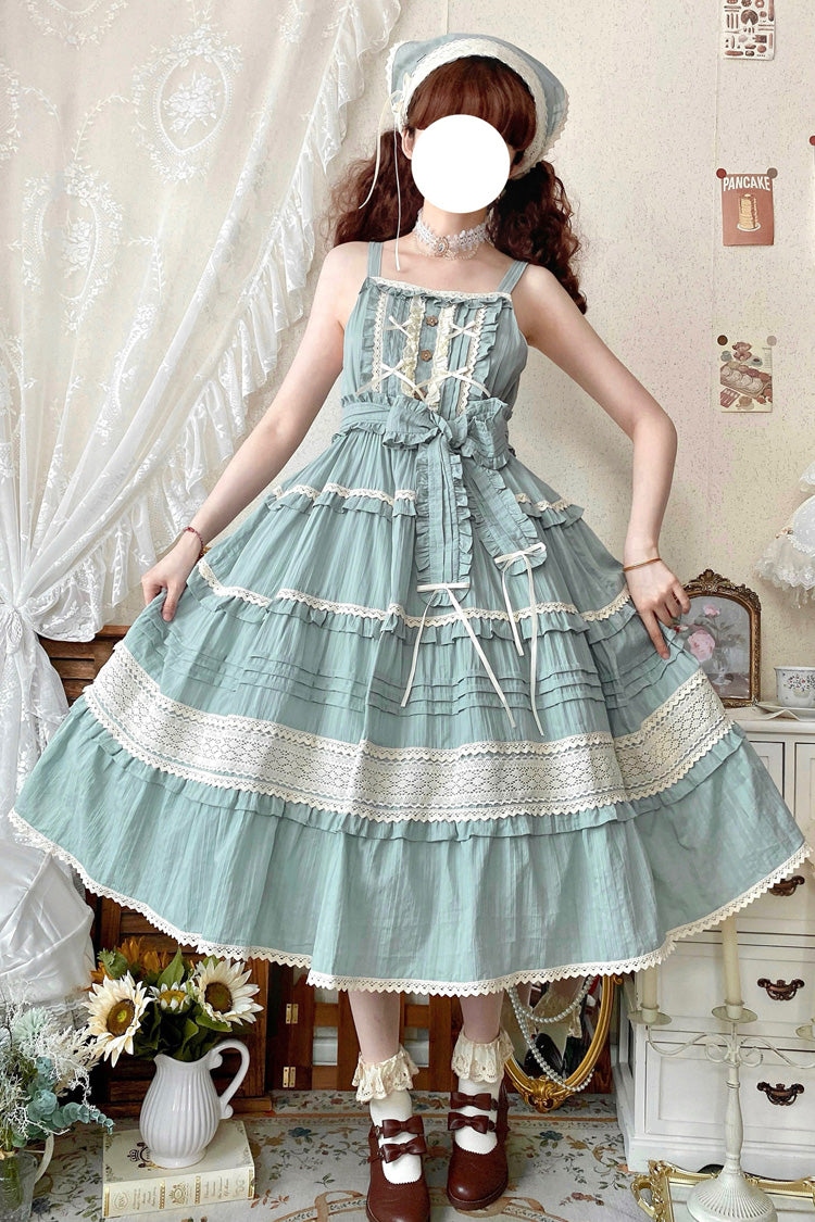 Ruffle Bowknot Lace Sweet Lolita JSK in 6 Colors - Summer Flower Tea